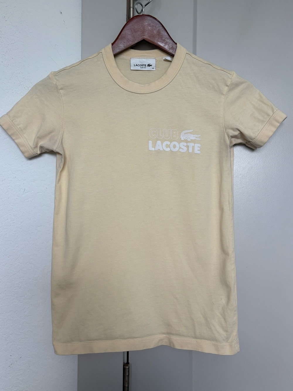 LACOSTE SLIM FIT ORGANIC YELLOW COTTON JERSEY TSHIRT WOMENS 32 XS